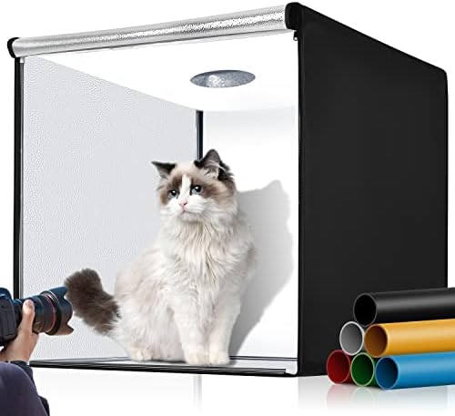 Fasonic 32"x32" Photo Studio Light Box Photography, Large Lightbox for Product with 3 Stepless Dimming Lights Panel, 210 LED Beads, Professional Photo Booth Shooting Tent Kit with 6 Color Backdrops
