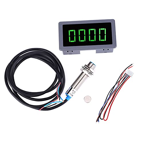 Generic Motor Tachometer RPM Speed Measure Meter, Green 4 Digit LED Display, NPN Hall Proximity Switch Sensor, 8-24V Voltage, High (Speedometer), Generics0rcwmtk71-11