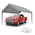 10x20FT Carport Canopy Replacement Cover Heavy Duty Waterproof & UV Protected, All Weather Car Shade Canopy with Ball Bungees (Grey, 10'x20', Frame is not Included)