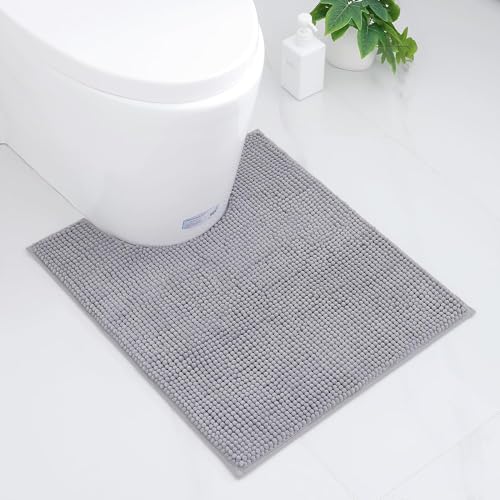smiry Super Soft Toilet Mat, Extra Absorbent Chenille Mat for Toilet Non Slip Fluffy Pedestal Mat