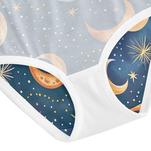 Colorful Stars Moons Planets Blue Toddler Girl Undies, Kids Underwear, 2T–8 Years4