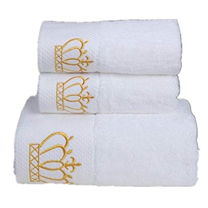 QTYQWC 3-teiliges Set, Baumwolle, weiß, Hotel-Badetuch, Erwachsenentuch, Fitnessstudio, saugfähiges Handtuch, individuell bestickt (Farbe: B) (A)