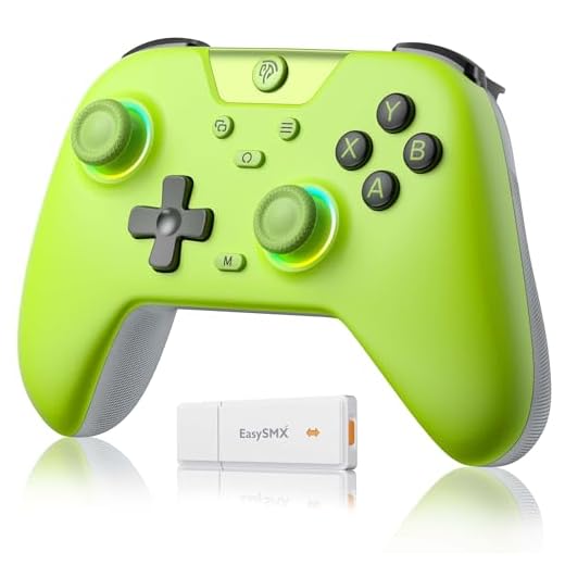 EasySMX X05 Manettes PC sans Fil Rechargeable avec RGB/Vibration/Hall Joystick/Hall Trigger, Manette PC Bluetooth pour Manette PC Gamer/Switch/Mobile/Android/iOS/Android TV Box, 750 mAh, Vert