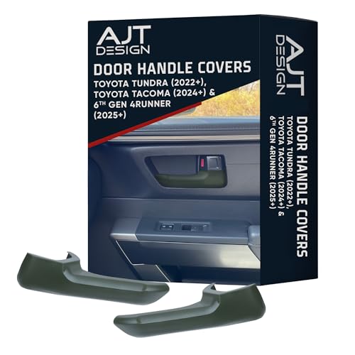 Image of AJT DESIGN Door Handle Covers Compatible with Toyota Tundra (2022+), Tacoma (2024+) & 4Runner (2025+) | Interior Accessories | High Strength ABS Plastic | Made in USA | 4 Piece Set - Army Green