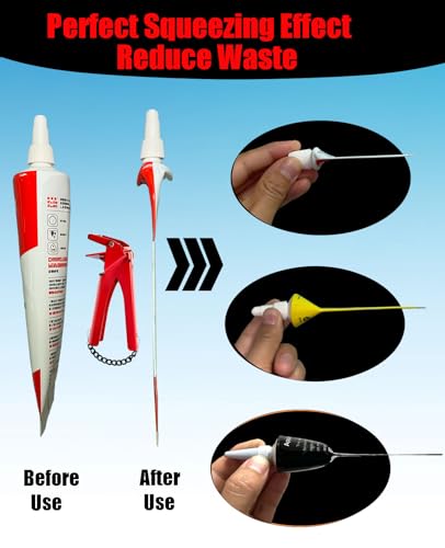 Image of Hand Tools, Automotive Repair Assistant, Tube Squeezer Tool for RTV Silicone Sealant Tubes, 2.5 inch Wide RTV Silicone Gasket Maker Helper - Efficient and Easy Control Extrusion Tool, Reduce Waste - Red