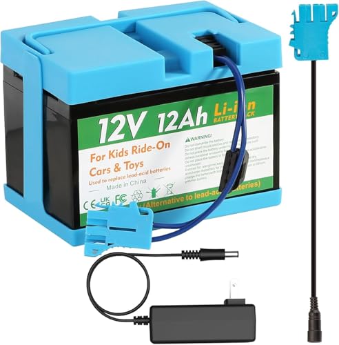 CHUNCAIL Batterie au lithium 12 V 12 Ah avec chargeur et câble adaptateur pour véhicules pour enfants Peg Perego
