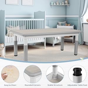 Arlopu Kids Study Table and 6 Chairs Set, Height Adjustable Graffiti Table, Preschool Activity Art Craft Table for 6, Multifunctional Toddler Table, Reading, Drawing, Eating Interaction (Gray) Arlopu Kids Study Table and 6 Chairs Set Height Adjustable Graffiti Table Preschool Activity Art Craft Table for 6 Multifunctional Toddler Table Reading Drawing Eating Interaction Gray