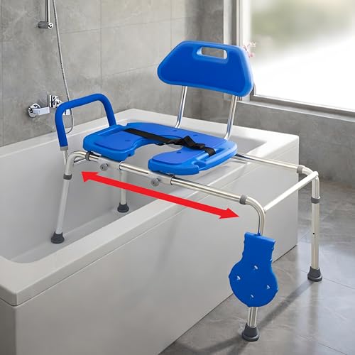 Platinum Health Sliding Shower Chair HydroGlyde Premium Heavy Duty, Padded Bathtub Transfer Bench...