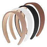 Ajcotahm 4 Pcs Headbands for Women Non Slip, Fashion Plain Head Bands, Wide Elastic Hair Bands, Fashion Ribbed Headbands for Girls & Women's Hair Accessories