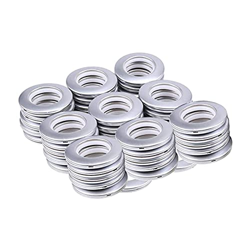 LANDGOO Curtain Grommets 48 PCS 40mm Plastic Curtain Grommet Kit Inner Diameter (1-9/16") Nanoscale Low Noise Curtain Rings for Curtain Rod Shower Curtain Rings Matte Silver