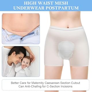 ACWOO Postpartum Disposable Knickers, 10PCS Disposable High Waist C-Section Postpartum Underwear, Breathable & Stretchable Mesh Maternity Pants for C-Section Recovery/Travel/Period/Incontinence