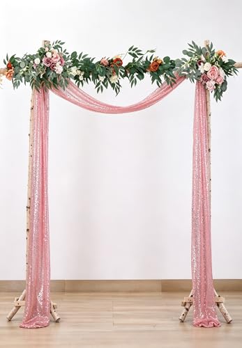 Tissu pour arche de mariage rose paillettes dorées panneau de décoration cérémonie et fête