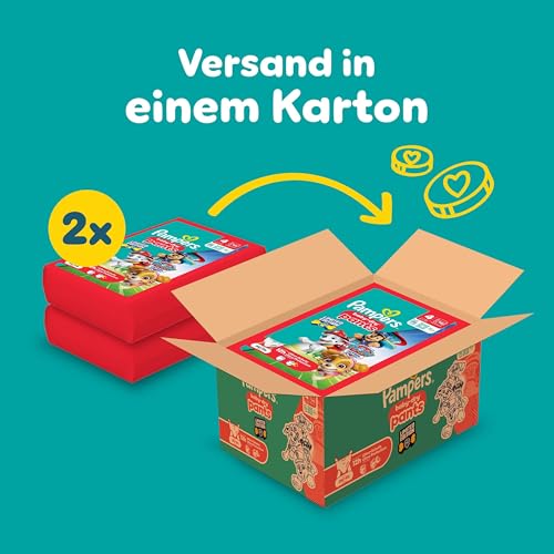 Pampers Baby-Dry Pants Paw Patrol Edition Größe 4, 180 Windeln, 9kg-15kg, 360° Passform hilft, Auslaufen zu verhindern – Ansicht 2