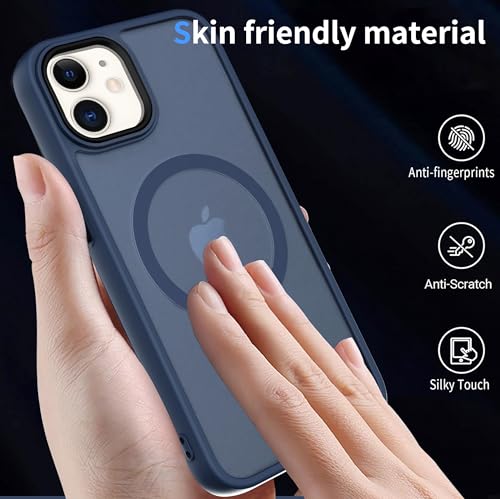 AOMYKE Cover Magnetica per iPhone 12 / iPhone 12 Pro, Custodia iPhone 12 / iPhone 12 Pro Compatibile con MagSafe, Traslucida Opaca Posteriore Sottile PC+TPU Bumper Antiurto Case - Blu