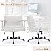 FanciSpot Cross Legged Office Chair with Wheels and Adjustable Flip-Arms, Criss Cross Desk Chair with Thick Cushion, Wide Seat Office Chair for Home Office, Apartment, Bedroom, Beige