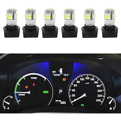 WLJH 6Pack T10 168 194 Led Bulb Replacement Instrument Cluster Panel Dashboard Dash Light Bulbs 1/2" Twist Lock Socket PC194 PC160 PC161 PC195 PC168 -12V White Cover