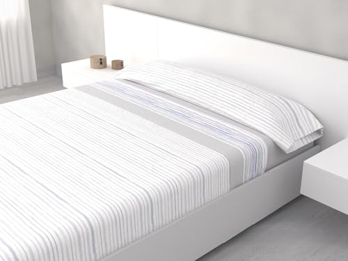 HM'S HOME'SECRET Juego de Sábanas de 100% Microfibra, 3 Piezas, Varios Modelos y Tamaños. (Estela Gris, Cama 135cm)