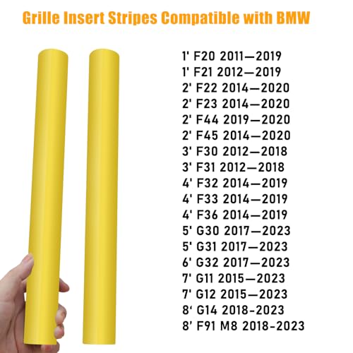 Image of Jaronx Compatible with BMW V Brace Cover, Front Grill Inserts V Bar Brace Trim Covers Compatible with BMW for 1'F20 F21 /2'F22 F23 /3'F30 F31 F34 /4'F32 F33 F36 /5' G30 G31 /6'G32 /7'G11 G12 /8'G14 (Yellow)