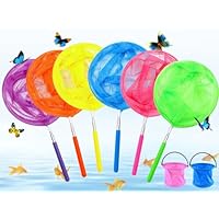 Hitopin 6PCS Children Fishing Net Butterfly Telescopic,Telescopic Butterfly Net Set,Extendable Fishing Net,Kids Telescopic Butterfly Net,Bugs Insect Small Fish Outdoor Beach Garden Activities