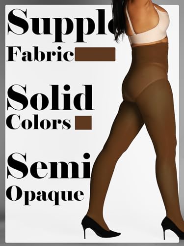 Image of HONENNA Semi Opaque Silky Women Pantyhose Tights, 20+ Colors Invisibly Toe Reinforced 60 Den Size A-E