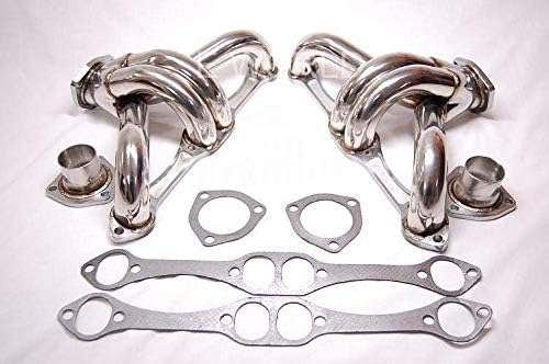 Chevy Small Block Hugger 2x4-1 Tight Fit Design Stainless Steel Exhaust Header Kit (Polished Chrome)