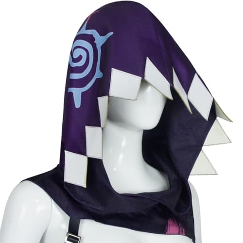 KAKUKAKU Jinx Arcane Cosplay Outfit Purple Printed Hat Game LoL Accessories Outfits Halloween Party Role Play Suit for Women (only Hat,one size)