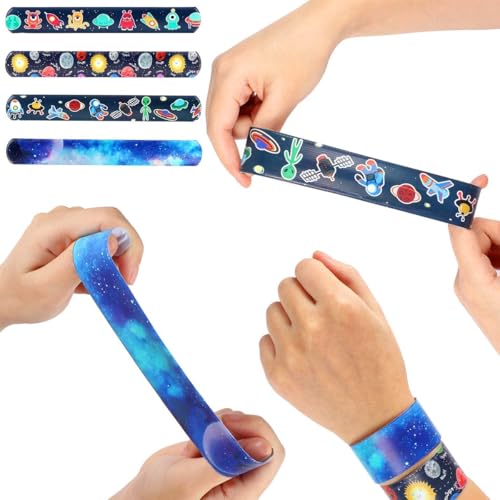 Image of 12PCS Space Slap Bracelets for Kids, Galaxy Party Favor Wristbands | 12PCS Space Slap Bracelets with Galaxy and Astronaut Designs, Perfect Party Favors for Kids