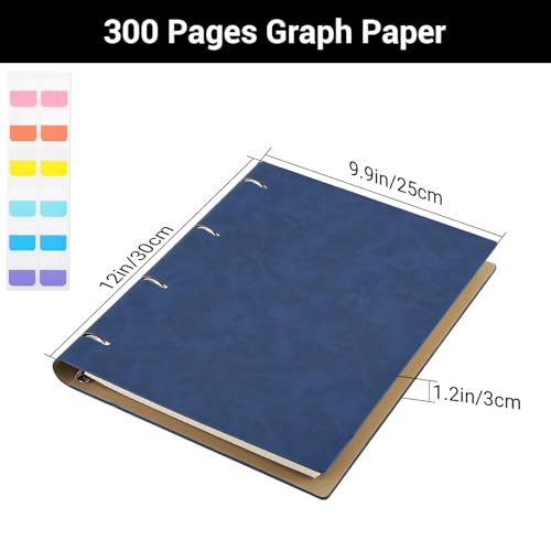 Yarorm Ring Binder Notebook A4, Squared Paper Notebook A4-21.5x28cm PU Leather Notepad, 100g/m² Refillable Grid 5mm Notebook - Image 2