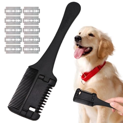 Peigne De Rasoir Pour Animaux De Compagnie - Ensemble D'outils De Toilettage À Double Bord, Peigne Pour Couper La Fourrure Sûr Et Longue Durée Pour Chiens Chats, Design Confortable À Manipuler | Pe