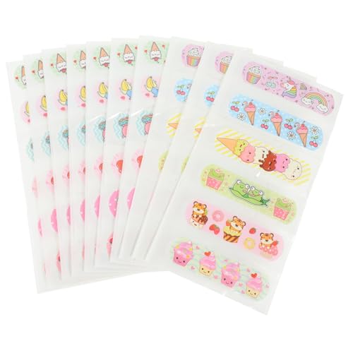DECOMELODY 120 piezas Parches Adhesivos para Heridas Infantiles y Adultos Impermeables y Transpirables Banda Elástica Colorida con Diseño de Dibujos Animados para Protección Diaria
