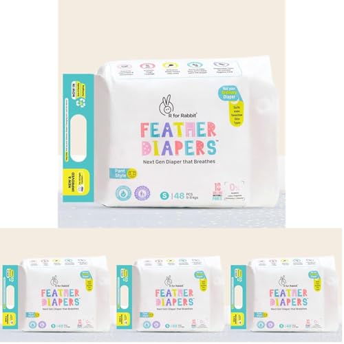 Image of R for Rabbit Small S Size Premium Feather Diaper for Baby 5 to 9 kgs (192 Pack Offer)