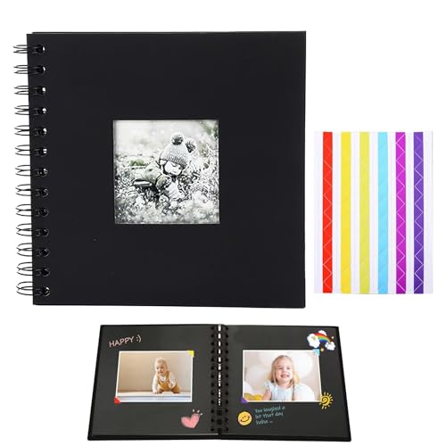 WOLMIK Álbum de fotos para personalizar, 165x165 mm, 20 hojas, páginas negras, libro de recortes para bebé, familia, aniversario, cumpleaños, Día de San