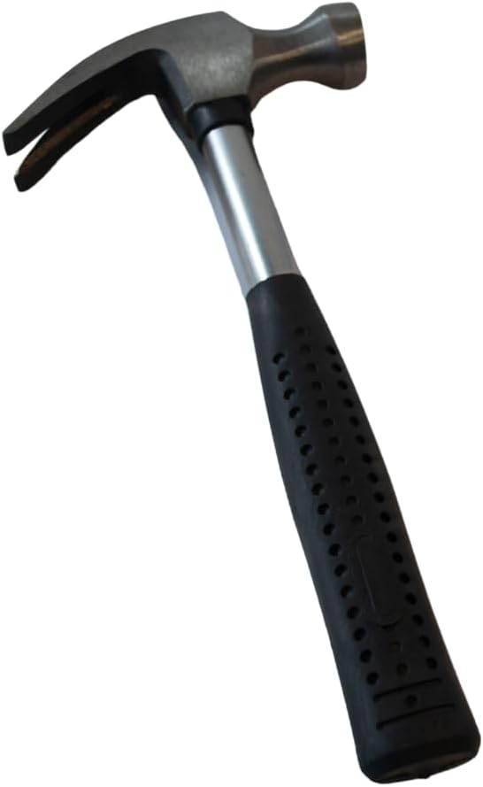 Generic 8 oz Claw Hammer - Solid Tubular Steel Handle - Forged Fine Grain Steel Head - Non slip rubber grip handle, 672554808
