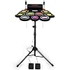 Electric Kids Drum Set,Electronic Drum Set Practice 9 Pads With Stand,Music Recording,Light Up Drum Sticks,Drum Pedal,Midi,Dual Stereo Speaker(Rainbow)