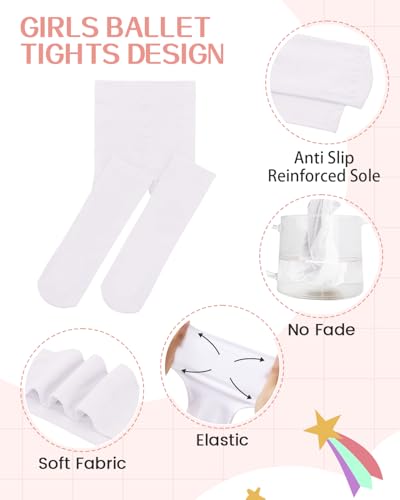 Image of Century Star Girls Ballet Tights 2-Pack - Ultra Soft Opaque Footed Transition Dance Tights for Toddler & Kids