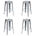 Vaukura Taburete Alto Oliix (Pack 4) - Taburete Industrial Metálico Mate (Gris)