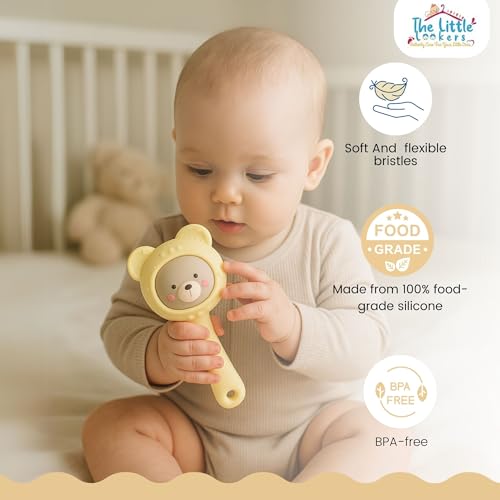 Image of THE LITTLE LOOKERS Teether for Baby | Musical Rattle Teethers for 3 to 24 Months | Silicone Rattle Teether | BPA-Free for Easy Teething | Jhunjuna, Baby Feeding Toys (Yellow)