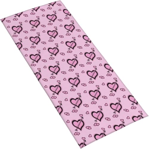 フェイスタオル ピンクのハート マイクロファイバー タオル 柔らか 肌に優しい 肌触りが良い ふわふわ 髪に優しい 通気 かわいい 抗菌防臭加工 瞬間吸水 速乾 耐久性 薄手 毛羽落ち少ない 業務用タオル