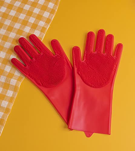 Par de Luvas para Limpeza - Vermelho - Mozcada