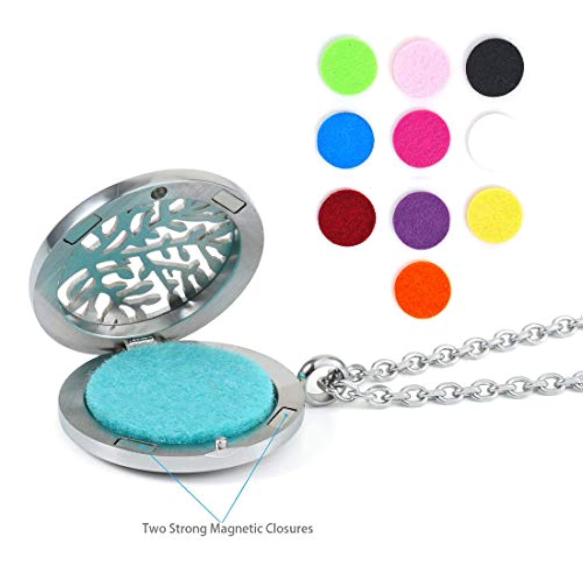Aromatherapy Essential Oil Diffuser Necklace with Tree of Life Locket