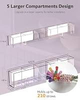 Upgraded 9.5'' Large Acrylic Straw Holder for Cabinet Door, Adjustable Space-Saving Straw Organizer Storage Dispenser for Cabinet with Ultra Sticky Adhesive Strips, 2-Part Rack, Drainage Holes — image 4