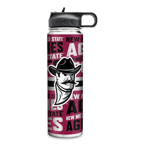 Rico Industries NCAA New Mexico State Aggies Standard 22oz Stainless Steel Tumbler with Lid - Great For Coffee, Tea, Water or Cocktails