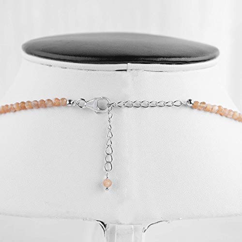 New Beginning Crystals Necklace - Natural Gold Sheen Moonstone Round Beads Dainty Choker Necklace Gift Jewelry For Women, June Birthstone, Healing Crystals, 925 Sterling Silver Chain 18 Inch #TOP5