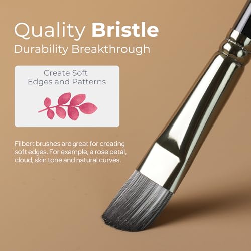 Image of Nicpro 10 PCS Filbert Paint Brushes Art Painting Brush Set for Acrylic Watercolor Oil Gouache Canvas, Craft Detail Face Body Painting, Artist Kit for Kid & Adult