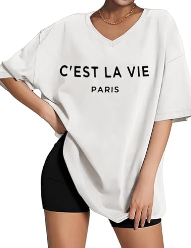 Zoyami Womens Oversized V Neck T Shirts Graphic Vintage Tees Casual Loose Fitting Short Sleeve Tops3