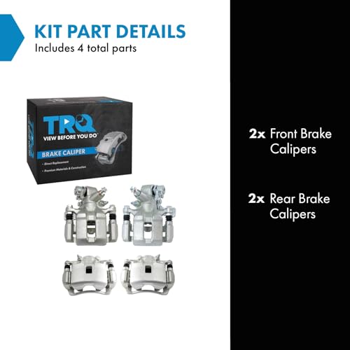 Image of TRQ Front and Rear Brake Caliper Set Zinc Coated Brackets Compatible with 2002-2006 Acura RSX 2004-2005 Honda Civic