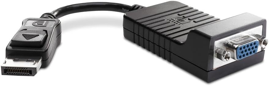HP DisplayPort to VGA Adapter - DisplayPort/VGA Video Cable for Video Device, Notebook - First End: 1 x DisplayPort Digital Audio/Video - Male - Second End: 1 x 15-pin HD-15 - Female - Black