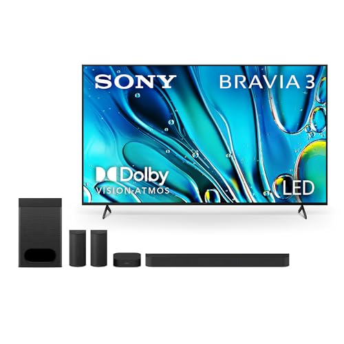 Image of Sony 75-Inch 4K Ultra HD BRAVIA 3 LED Smart TV (K-75S30) 2024 Model + BRAVIA Theater System 6 5.1ch Home Theater Sound Bar Bundle