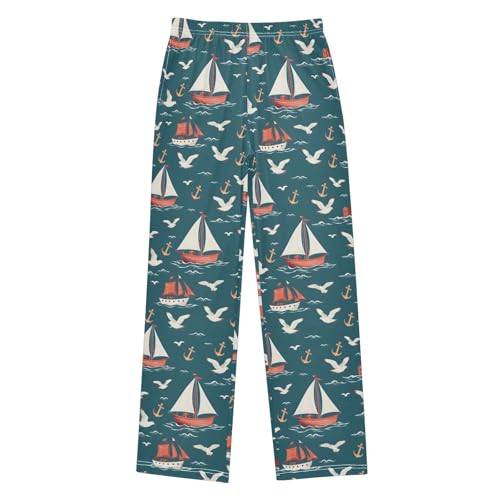 ALAZA Seagull Boat Anchor Cartoon Pajama Lounge Pants Long Sleep Pajama Bottoms with Pockets
