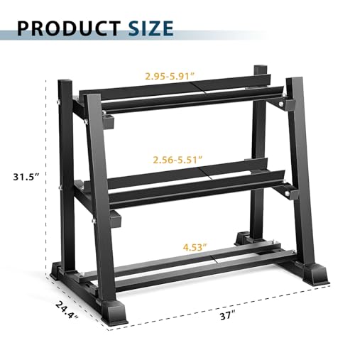 Image of Dumbbell Rack, Bongkim Dumbbell Set with Rack Stand, Dumbbells Weights Rack for Home Gym, Weight Rack for Dumbbells, Kettlebells, and Weight Plates 1100LBS